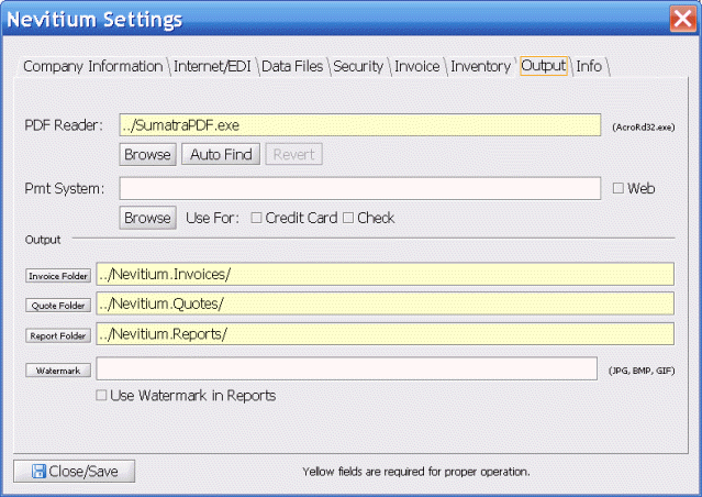Image: Nevitium Invoice Manager Portable Settings
